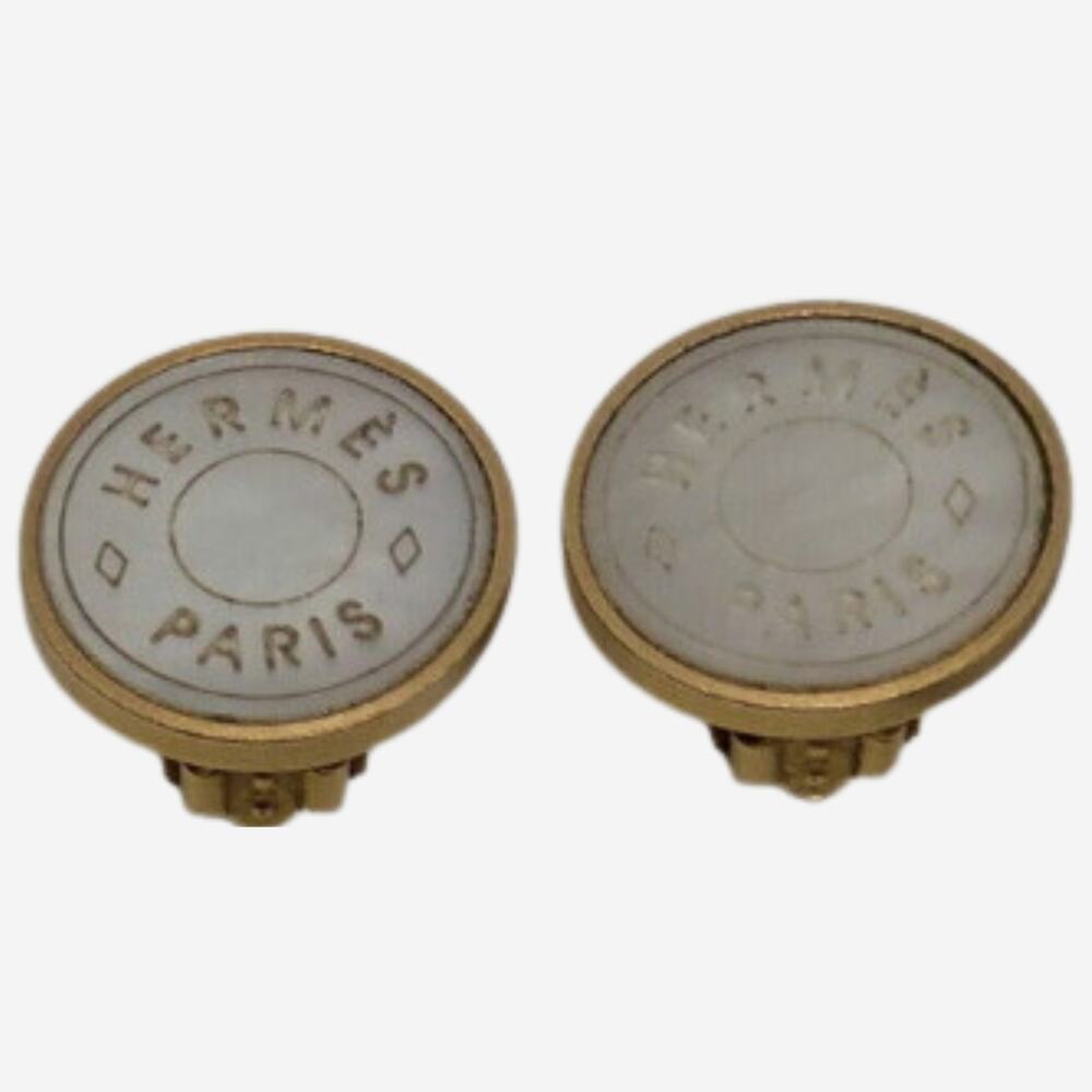 Hermes Clou de Selle Mother of Pearl Clip-on Earrings - Picture 8 of 9